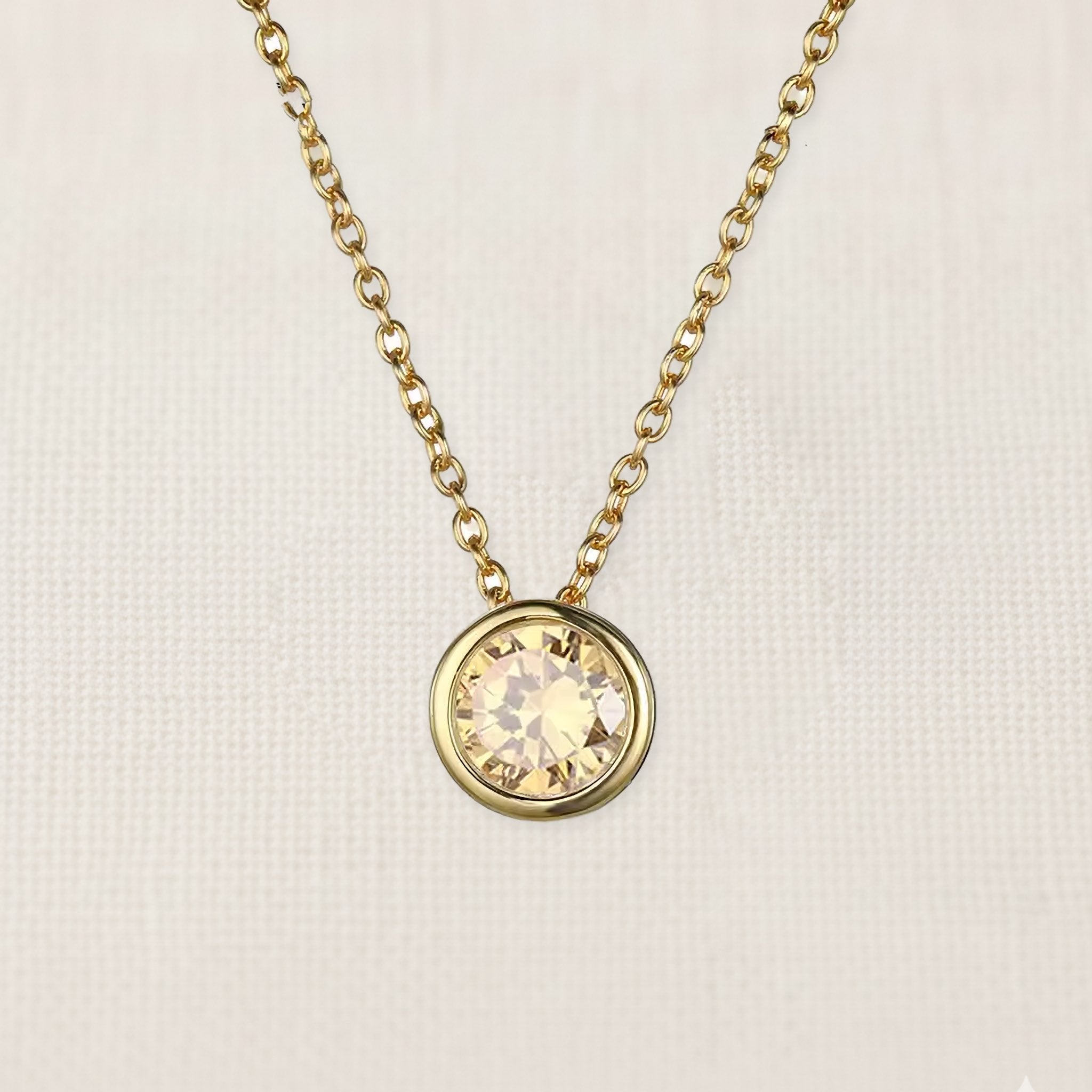 Bezelle Aurora Pendant necklace with citrine birthstone in 14K yellow gold
