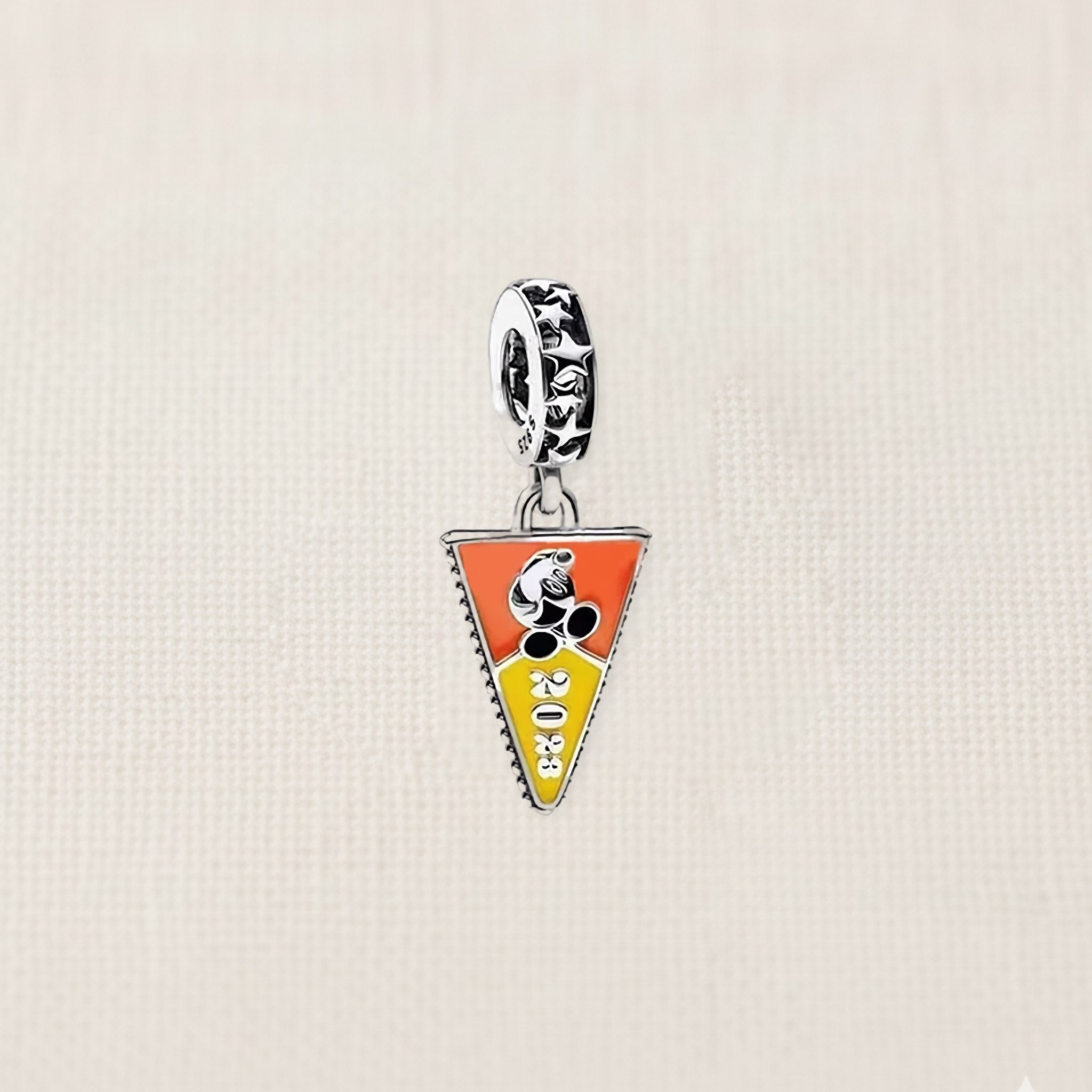 Bezelle Harvest Slice pumpkin pie enamel charm in sterling silver