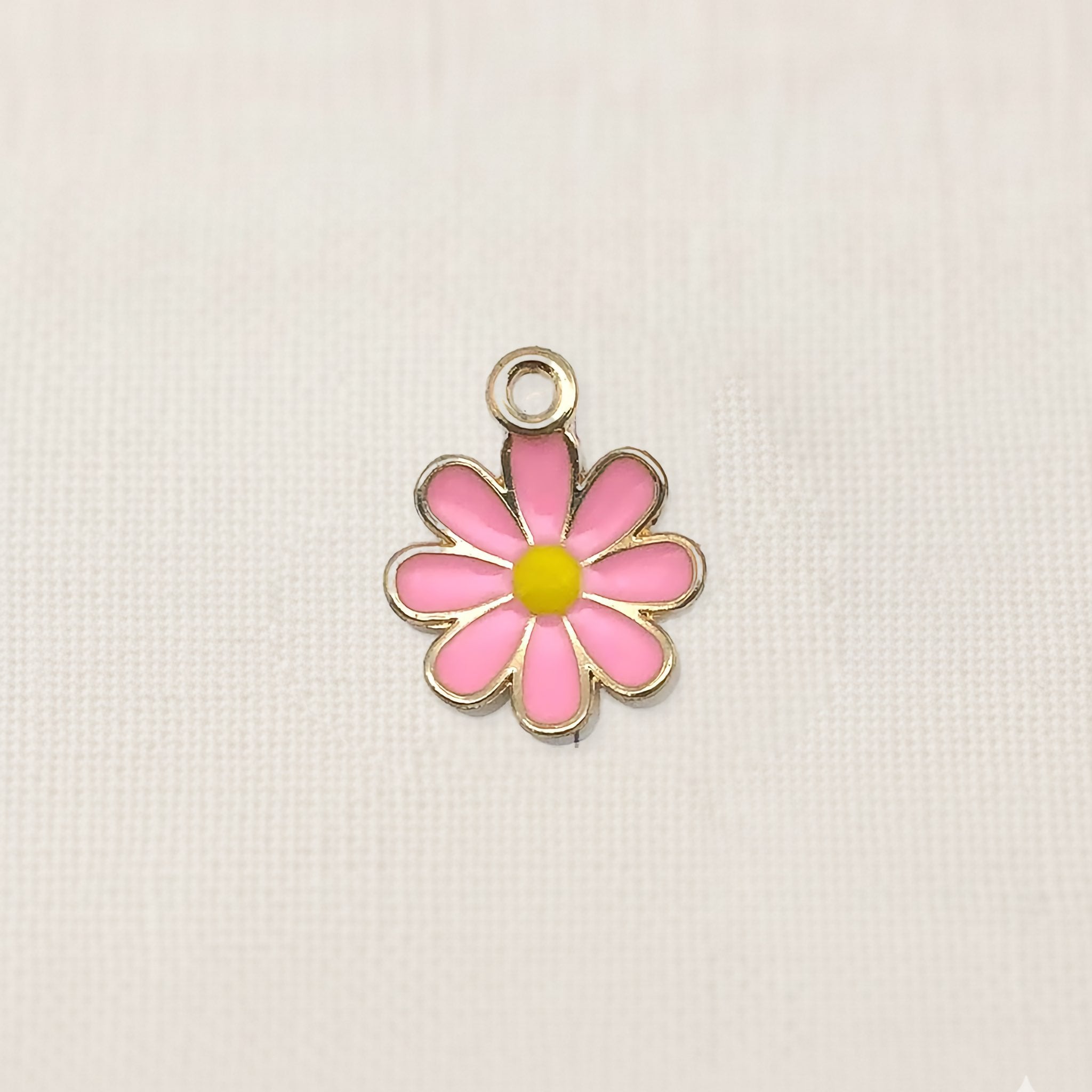 Bezelle Petal Bloom flower enamel charm in pink