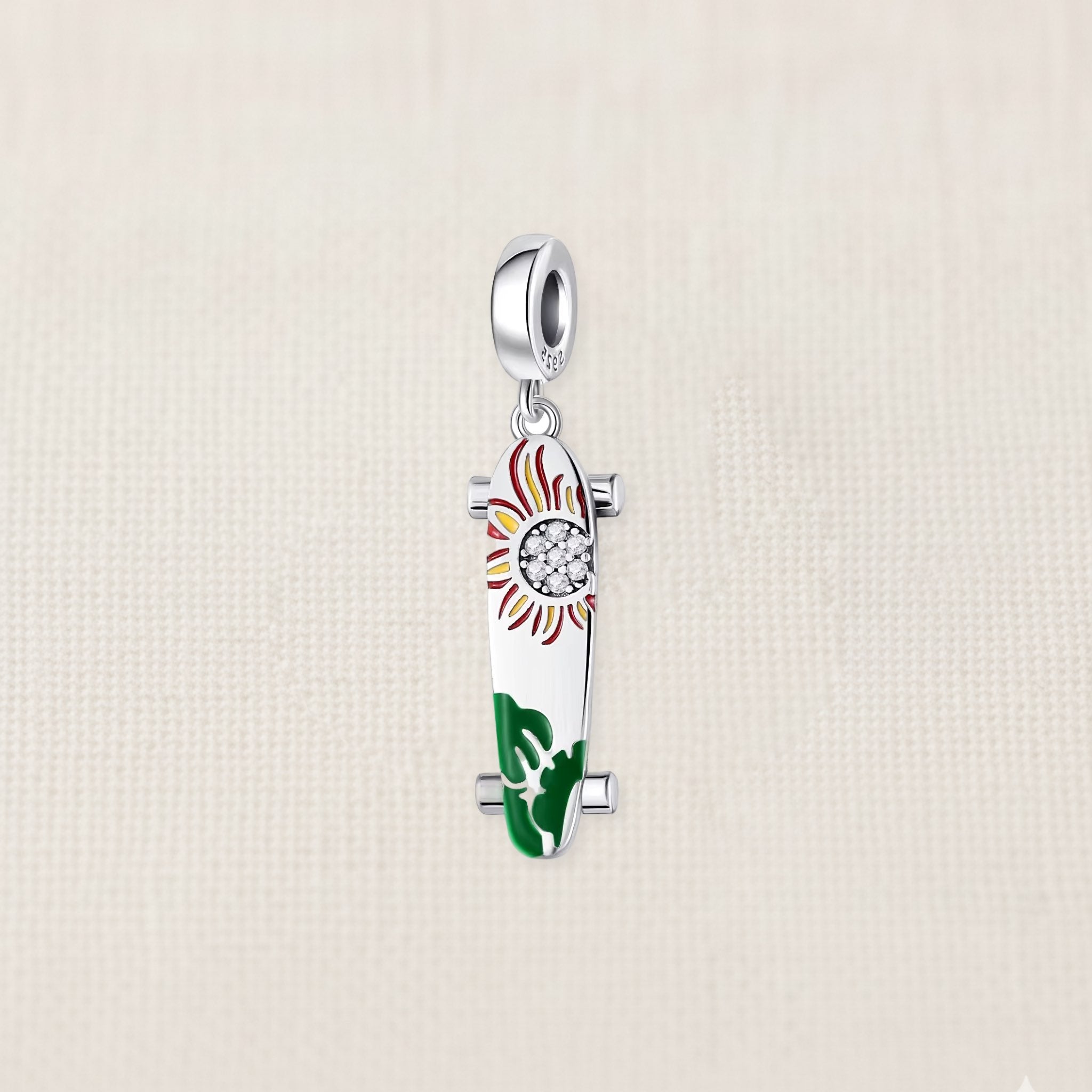 Bezelle Sunspire Bloom enamel flower charm in sterling silver