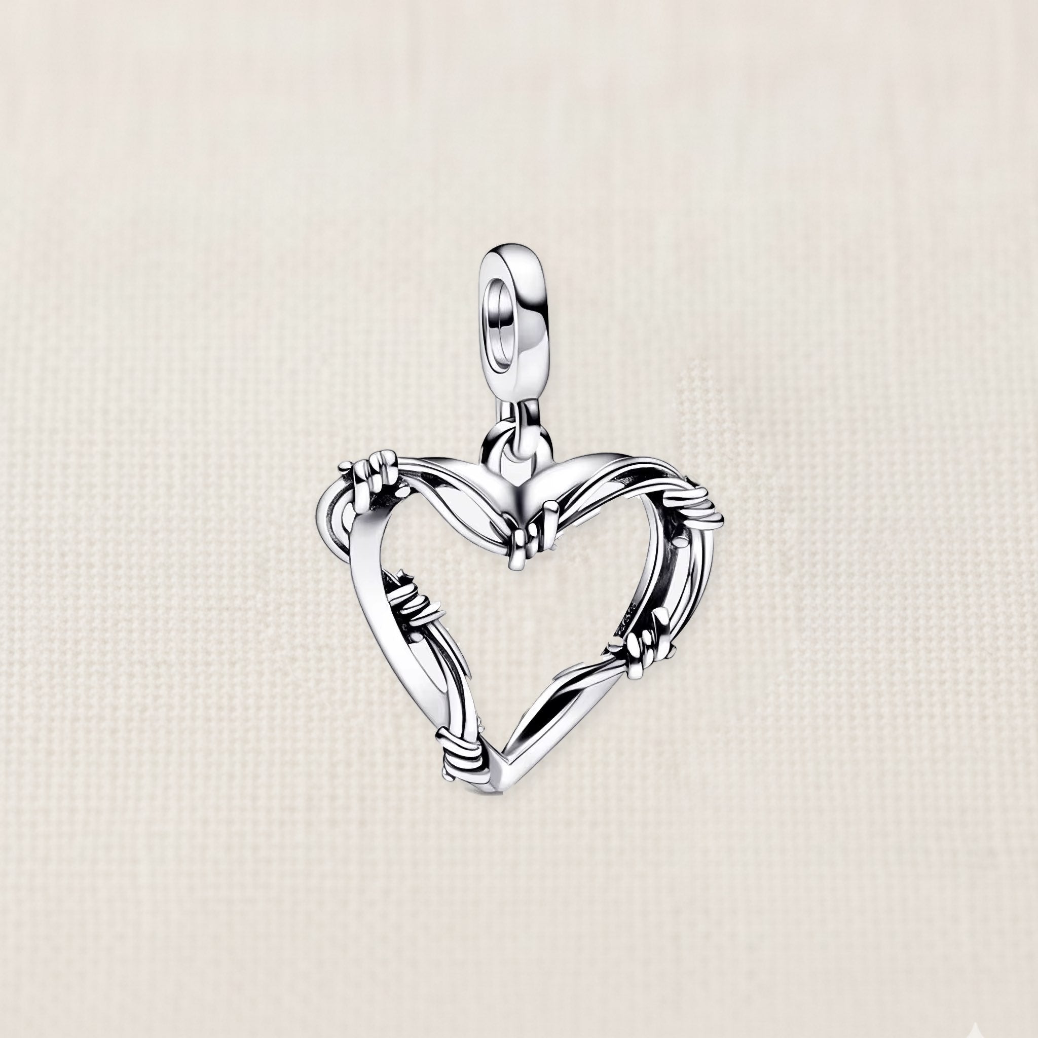 Bezelle Vine Embrace Heart charm with flowers in sterling silver